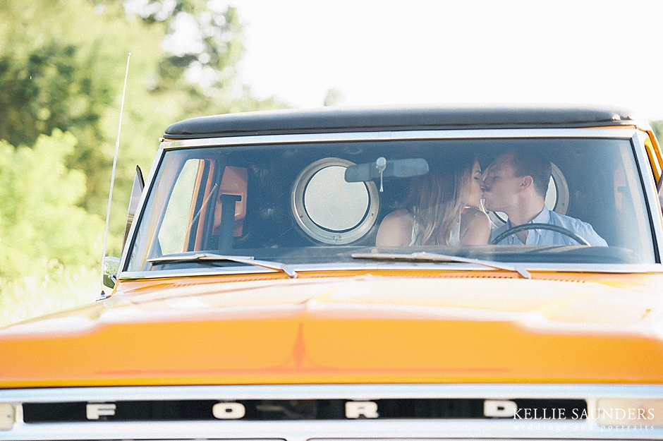 classic truck engagement pictures